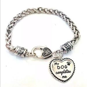 “My dog completes me” sterling silver pl Bracelet